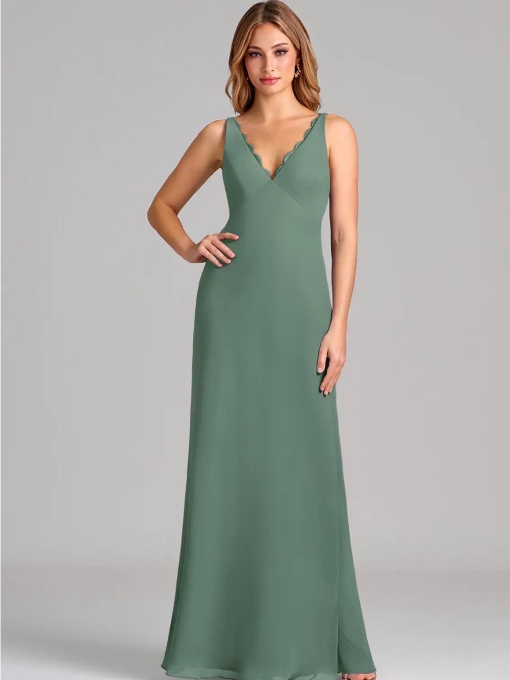 Azazie Tianna Eucalyptus Chiffon Dress